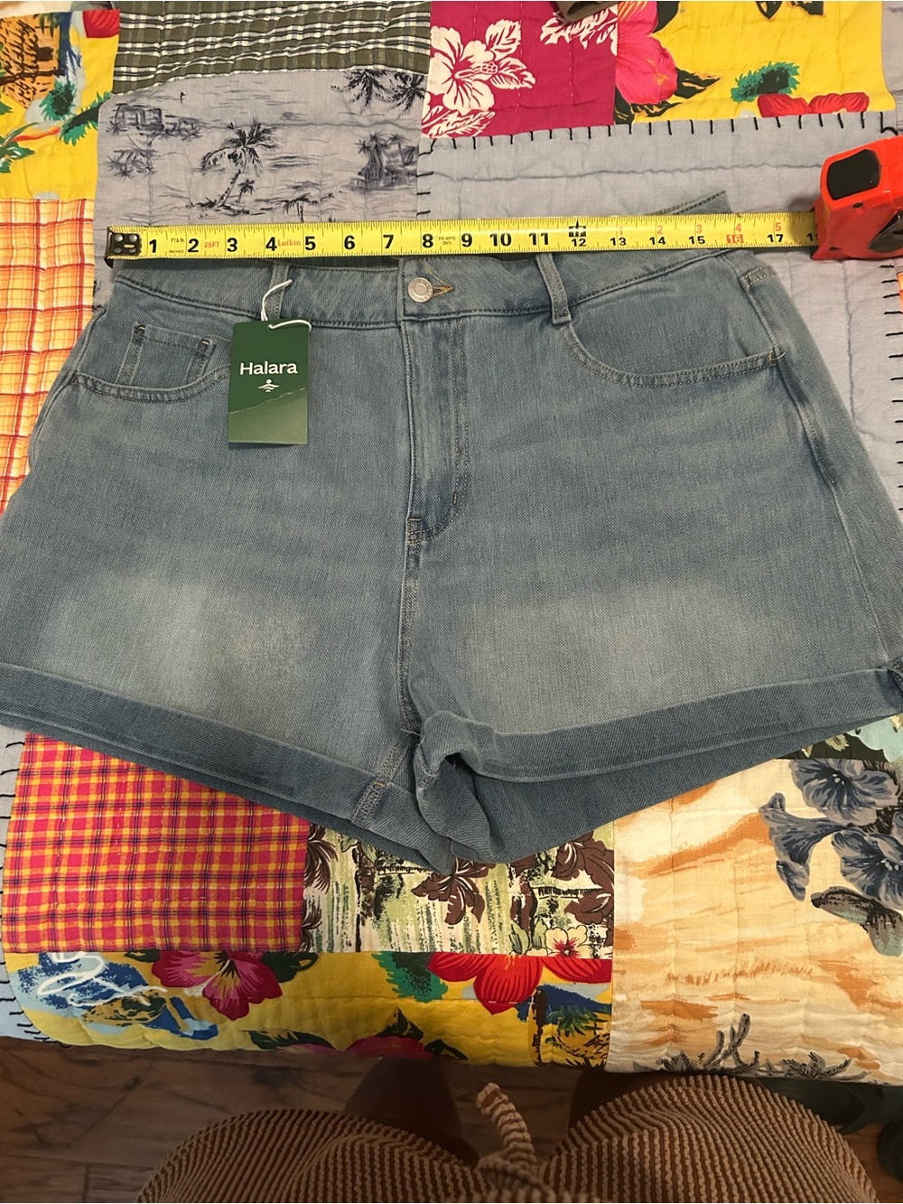 HALARA Light Blue High-Rise Denim Shorts